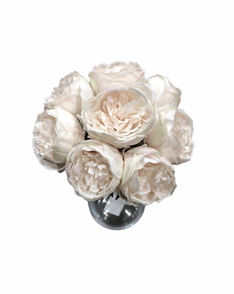 Peony Roses ( Artificial ) - White (Slightly Pink)